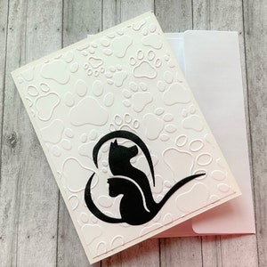 Cartes de correspondance pour chien et chat avec pattes en relief, condoléances professionnelles du vétérinaire, cartes de remerciement pour l'embarquement, notes pour les mères de famille d'accueil ou de sauvetage
