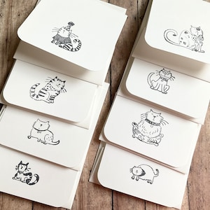 Lindos blocs de notas de gatos, minitarjetas con gatos divertidos, juego de tarjetas para amantes de los gatos, notas pequeñas para loncheras, sobres de propinas, artículos para rellenar calcetines, etiquetas de regalo