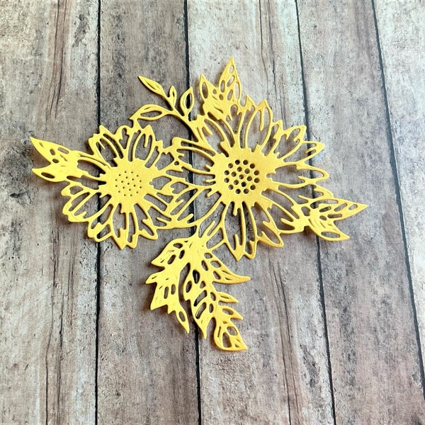 Sunflower Paper Cut Outs, Sunflower Die Cut, Flower Paper Shapes, Sunflower Embellishments for Cardmaking, Paper flowers for Scrapbooking