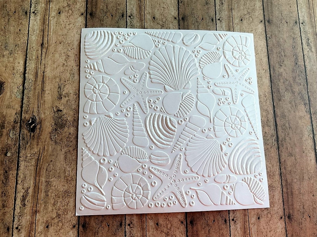 Seashell Embossed Paper, Embossed Sheets, Textured Card Fronts, Ocean Life Cardstock Sheets, Sea