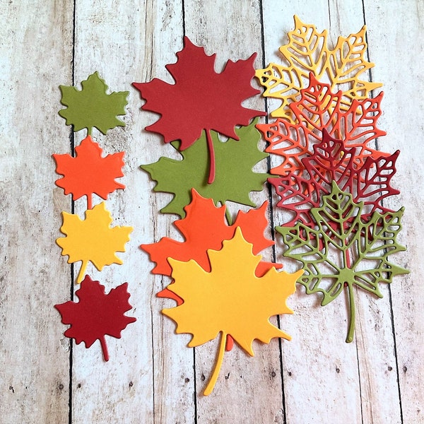 Maple Leaves Paper Cut Outs, Assorted Fall Leaves Die Cuts, Leaf Shape, Fall Foliage, Embellishments for Cardmaking, Scrapbooking, Decoupage