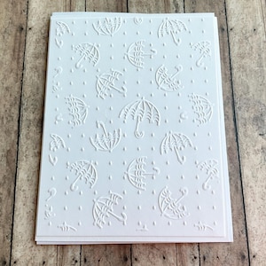Cartes de correspondance en relief avec parapluie, Ensemble de cartes de correspondance vierges, Faire-part pour baby shower, Style élégant blanc sur blanc, Thème de célébration, Mariage, Guérison