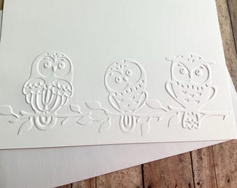Owl Trio Embossed Cards (4)