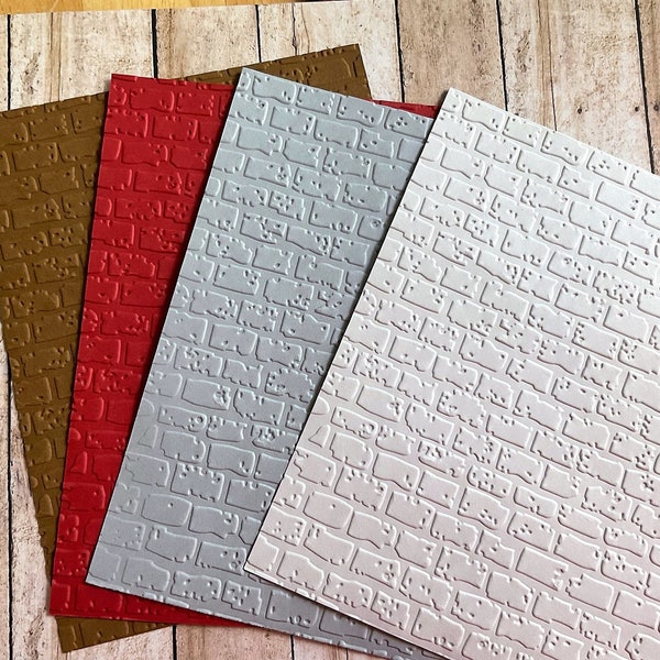Brick Embossed Background Paper, Textured A2 Card Front, Wall Pattern for Cardmaking, Page Embellishment for Scrapbooking, Rustic Farmhouse
