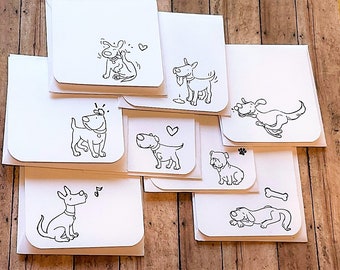 Notas de agradecimiento para perros, divertidas tarjetas para perros, set de tarjetas para amantes de los perros, notas pequeñas para la lonchera, sobres para propinas, etiquetas para bolsas de regalo, rellenos para calcetines navideños