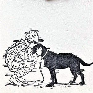 Soldier Notecard set voor militair briefpapier, K9-soldaat, met de hand gestempelde kaarten, cadeaus voor legervrienden, geschenken werkhond handler