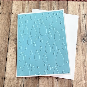 Cartões com gotas de chuva em relevo, cartões com notas de chuva em relevo, cartões em branco, artigos de papelaria, cartões para chá de bebê, conjunto de cartões de notas, cartões feitos à mão.