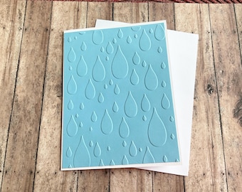 Raindrops Embossed Cards (4) Blue or White
