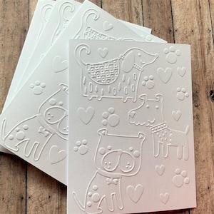 Cartes chien en relief, Cartes pour amoureux des chiens, Cartes de correspondance, Cartes de correspondance vierges, Papeterie, Cartes de remerciement, Jeu de cartes de correspondance, Cartes de correspondance en relief faites main
