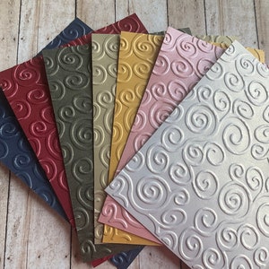 Wervelend achtergrondpapier met reliëf, A2-kaartstructuur met voorkant, spiraalpatroon voor kaarten maken, paginaversiering voor scrapbooking, parelmoer papier
