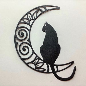 Cat on Moon Silhouette for Cardmaking, Die cut perfect for Scrapbooking, Gift for Cat Lovers, Cat paper shapes, Journaling, Small Gift