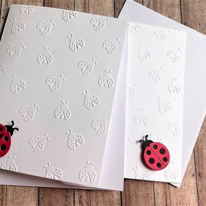 Cartões em relevo LadyBug, cartões de nota em relevo Summertime, cartões em branco, artigos de papelaria, cartões de aniversário, conjunto de cartões de nota, cartões feitos à mão.