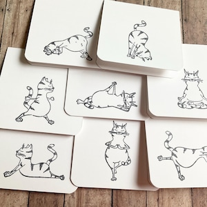 Bilhetes de ioga para gatos, mini cartões com gatos zen, conjunto de cartões para babá de gatos, bilhetinhos para lancheiras, envelopes para gorjetas, presentes para meias de Natal, etiquetas para presentes