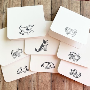 Schattige hondenbriefjes, minikaarten met leuke honden, kaartenset hondenliefhebber, kleine briefjes voor lunchboxen, fooienveloppen, kleinigheidjes, cadeaukaartjes (8)
