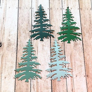 Evergreen Tree Paper Cut Outs, Assorted Evergreen Die Cuts, Tree Shapes, Summer Foliage, Trees for Cardmaking, scrapbooking, decoupage