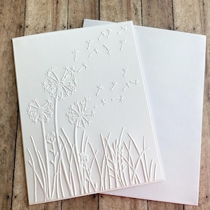 Tarjetas con relieve de diente de león, tarjetas con flores silvestres, tarjetas en blanco, papelería, tarjetas de agradecimiento, juego de tarjetas, tarjetas con relieve hechas a mano