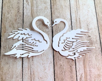 Swan Paper Cut Outs, Bird Die Cut, Bird Shapes, Love Birds Paper Shapes, Cupcake Toppers, Wedding Invitation Decor, Swan cut outs, Romantic