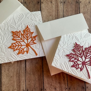 Fallende Blätter geprägte Mini Grußkarten, Dankeschön, Trinkgeld Umschlag, Kleine Geschenke, Notiz für Lunchboxes, Herbst Geschenkanhänger für Geschenke, Herbst Karten