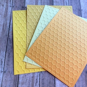 Honeycomb Embossed Paper, Embossed A2 Sheets, Textured Card Fronts, Hexagon Cardstock Sheets, Bee Card Topper, Scrapbooking, Craft Supplies