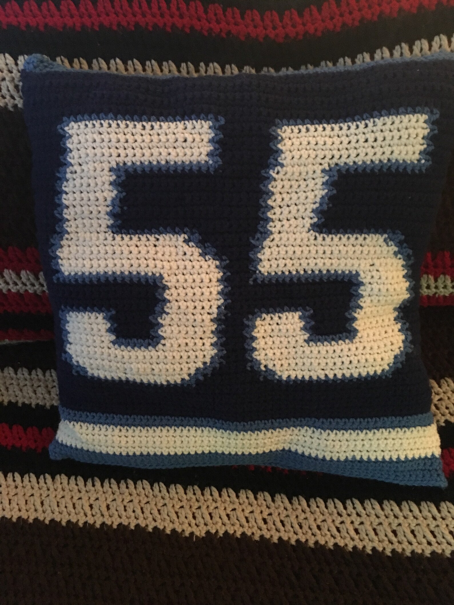 Crochet Winnipeg Jets Pillow Cover Etsy.de