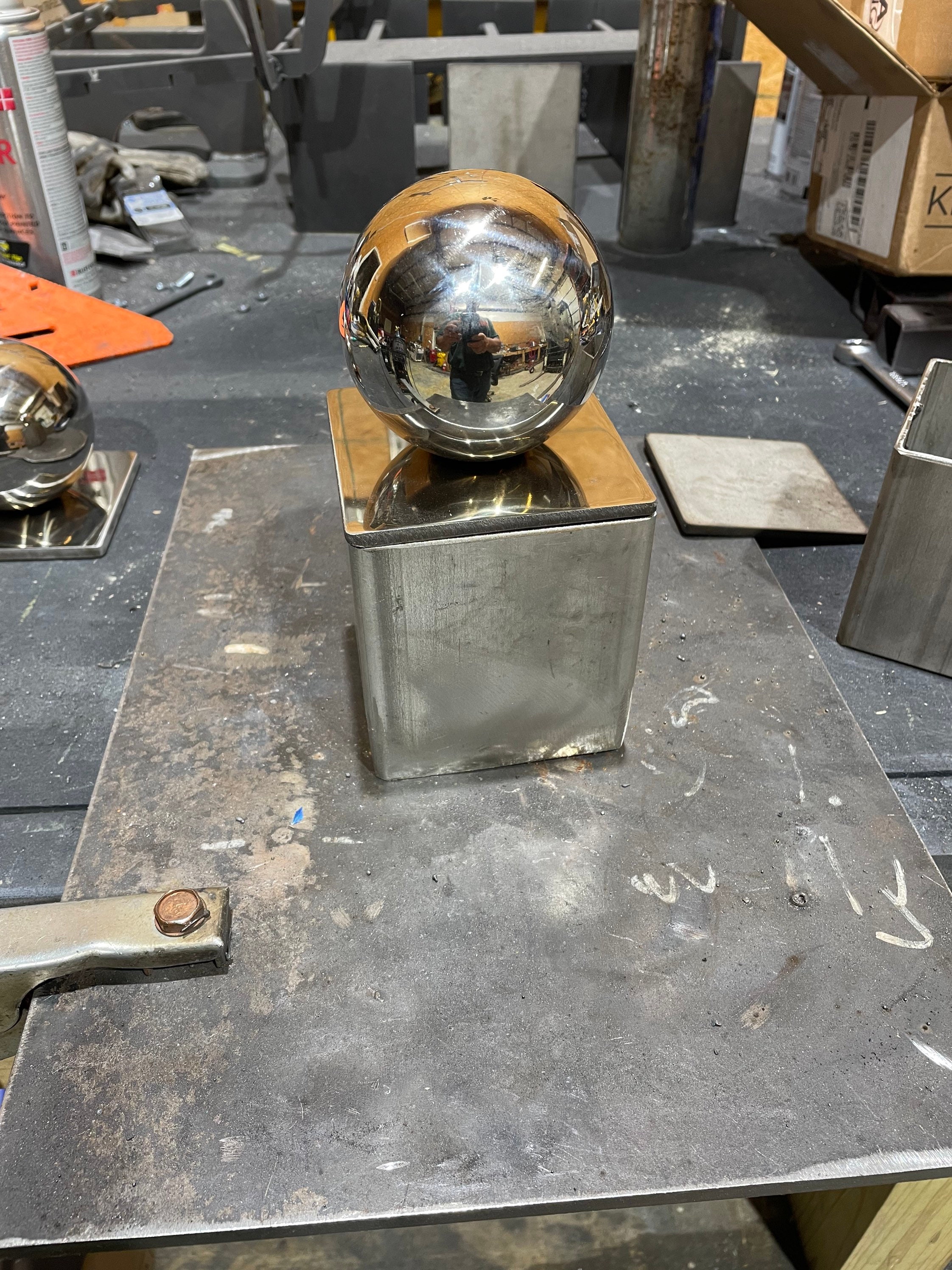 Stainless Steel Ball & Box Fireplace Andiron Set Etsy