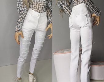 White jeans pants for bjd doll Bimong Dandelion  54cm & pasha pasha original