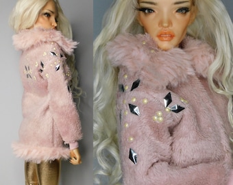 Manteau moelleux pour poupée bjd taille msd