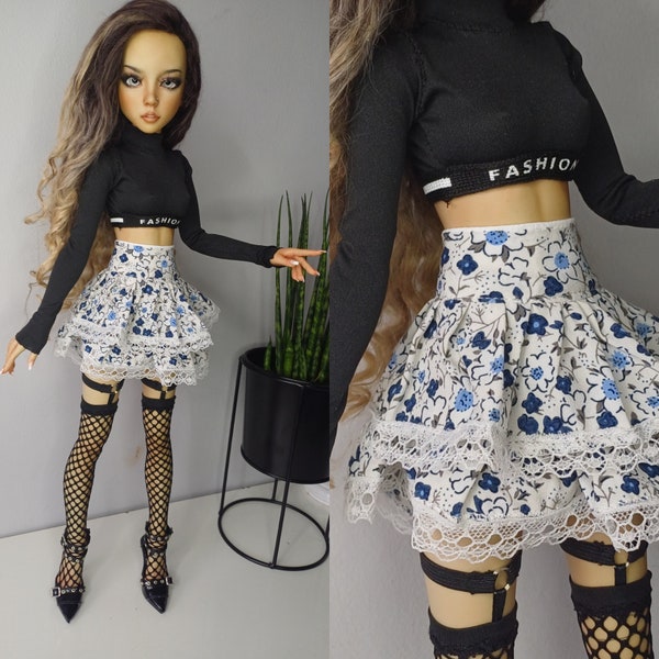 Jupe fleurie pour poupée bjd taille msd