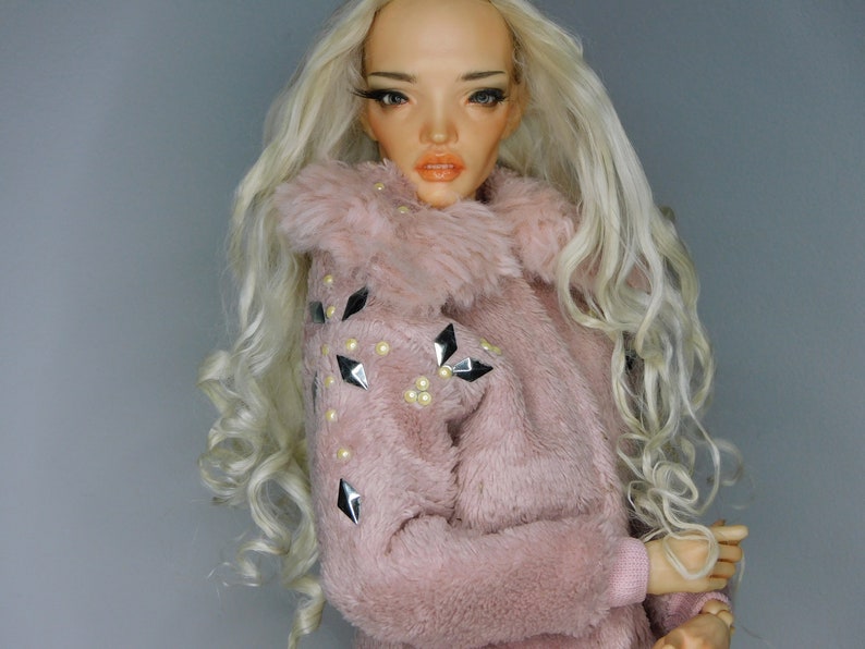 Fluffy coat for bjd doll msd size image 4