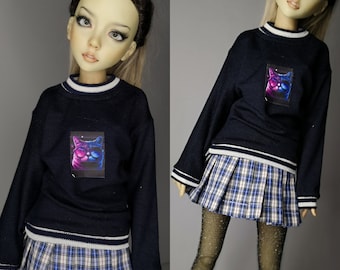 Navy blue sweatshirt for bjd doll msd size