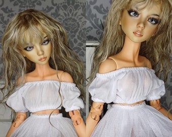 White blouse for bjd doll msd size