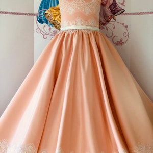 Peach Pageant Prom girls dress Girls ball gown Party Birthday Holiday Wedding girls dress  Pageant outfit Fun fashion dress