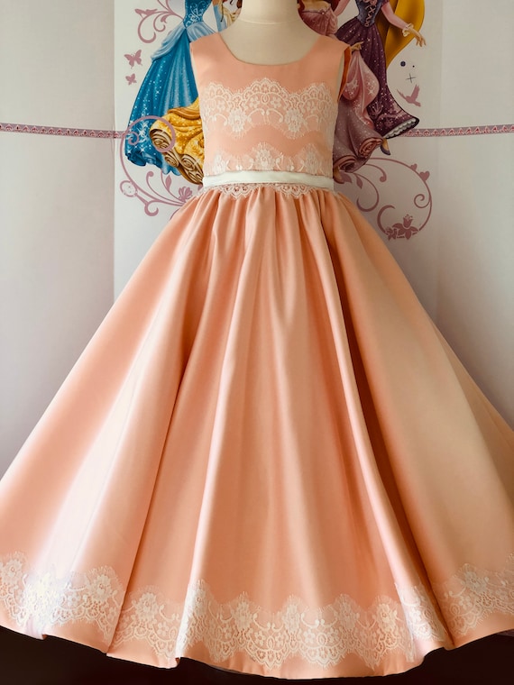 Kamari | Elegant Straps Peach Long Prom Dress with Cascading Ruffles |  KissProm