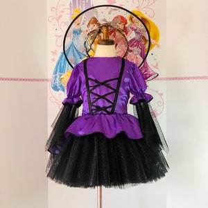 Black Purple Halloween girls OOC Pageant Halloween custom made outfit Party Holiday girls costume Purple black 2 pieces girls outfit with