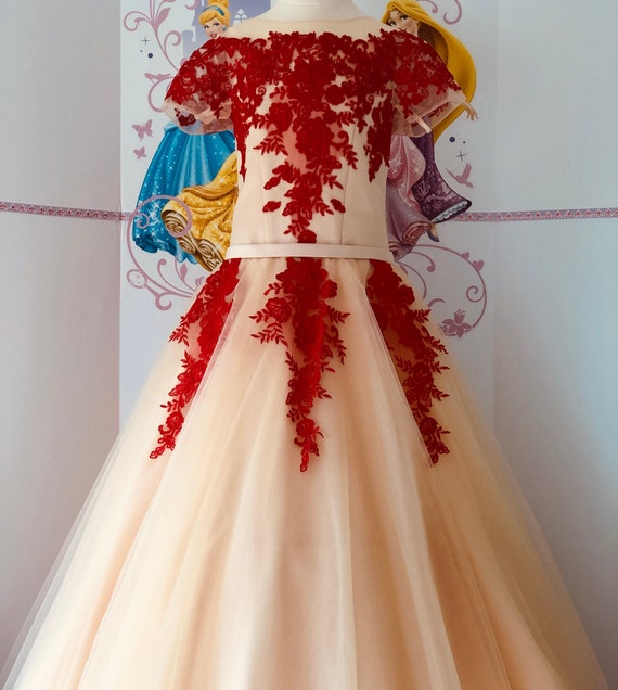 Vestido rojo con beige hotsell