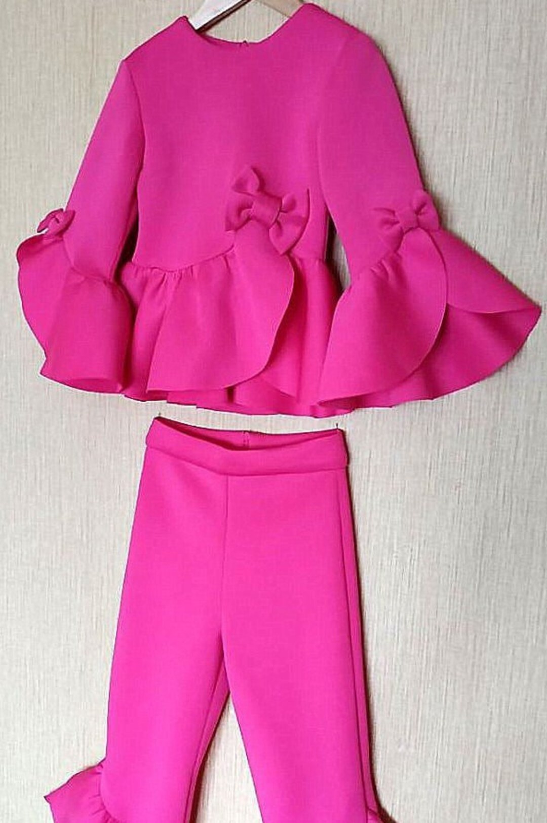 Hot Pink Interview Jumpsuit Pageant Fuchsia Outfit Girls - Etsy