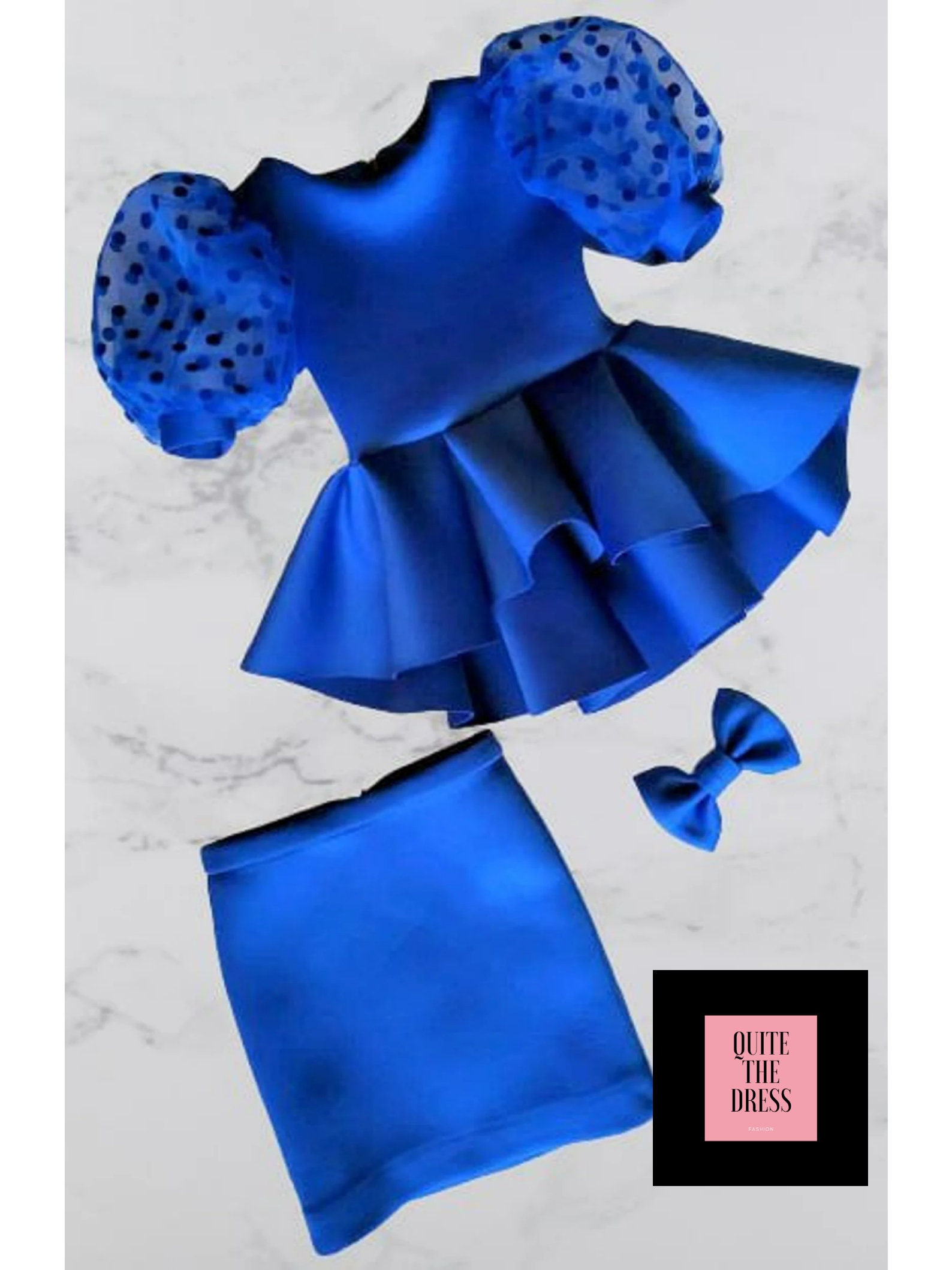 Royal Blue Interview Pageant Dress With Peplum Girls Casual - Etsy