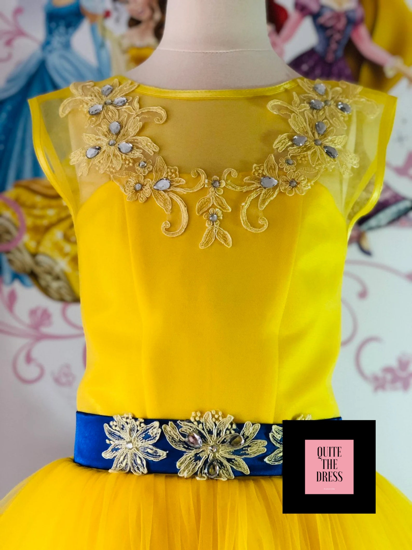 Yellow Blue Lace Cocktail Dress Pageant Dress Interview Yellow Etsy