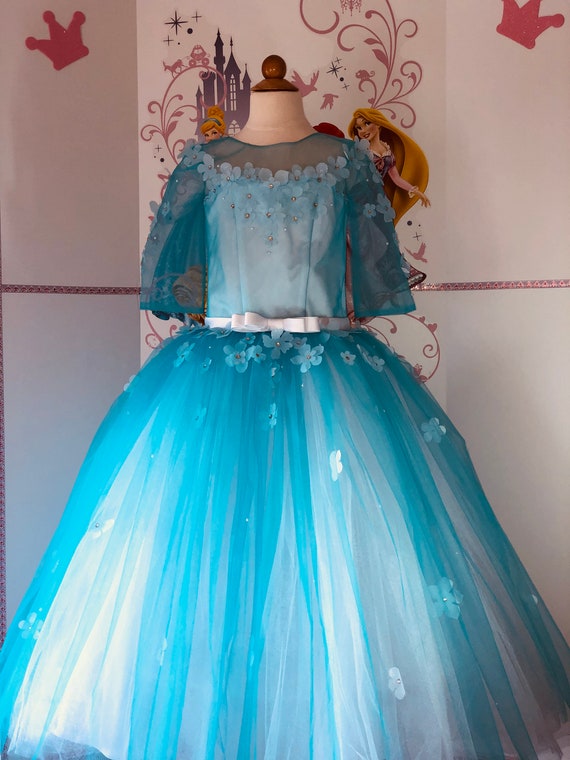 Light blue aqua dress Pageant Prom Formal dress girls ball gown Party Birthday Wedding girls dress Pageant outfit Turquoise girls dress