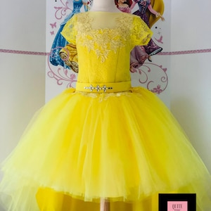 Amarelo personalizado concurso meninas vestido festa de aniversário feriado vestido de casamento pageant outfit diversão moda casual outfit amarelo personalizado alto baixo vestido