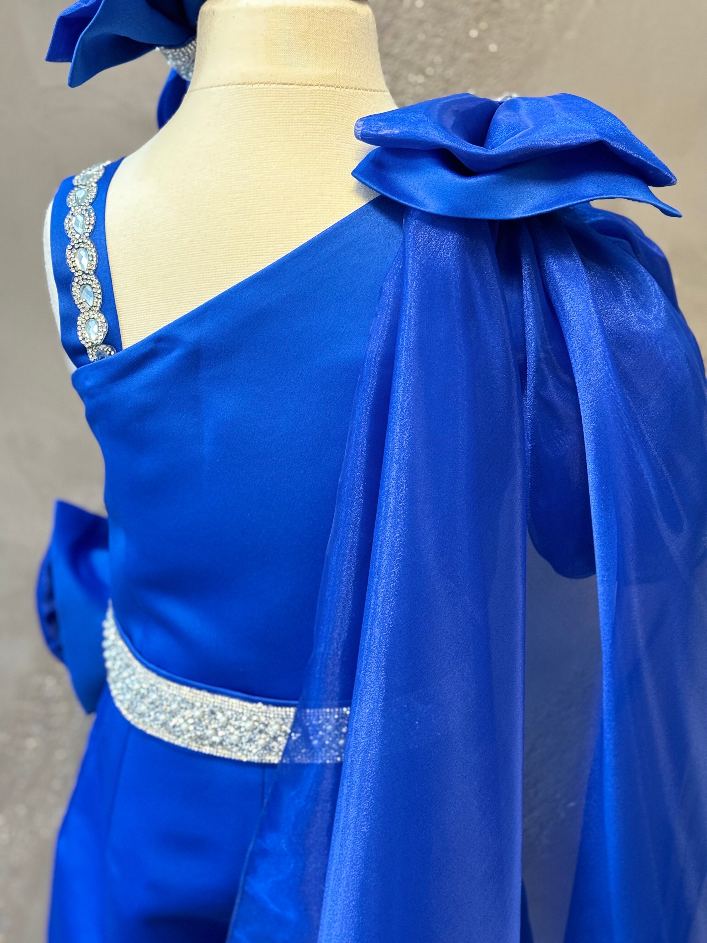 Girls Royal Blue Sleeveless Top & Pant Set