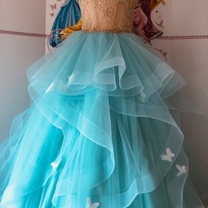 Turquoise aqua dress Custom Pageant dress Girls gown Wedding Birthday Party Holiday Prom dress Pageant outfit Fun fashion dress with train