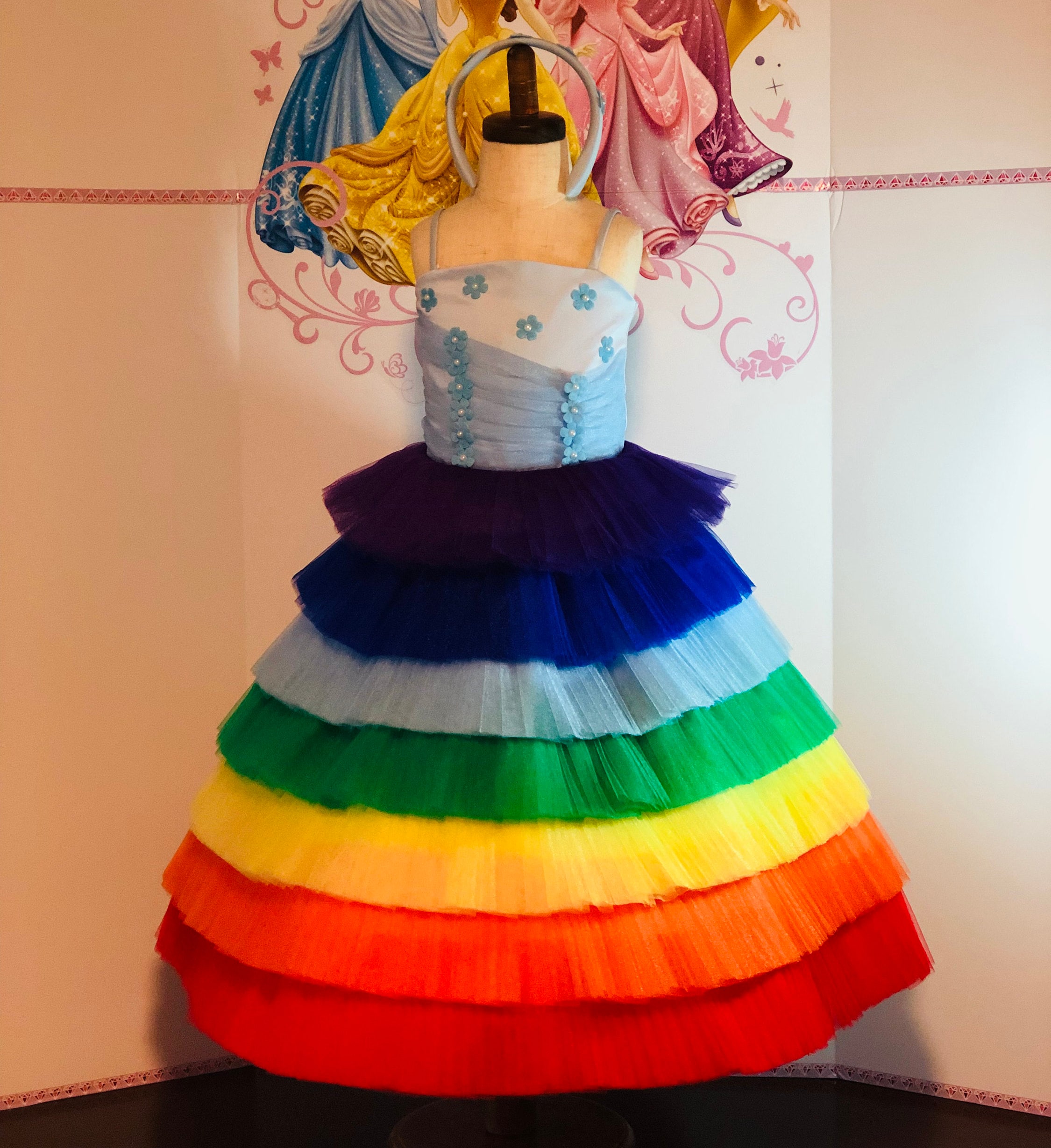 Rainbow dress Carnival outfit Multi colors girls fun Fashion Flowers OOC Party Birthday Holiday dress Baby outfit Toddler Rainbow dress