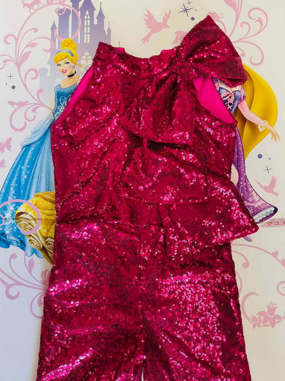 Girls Sparkly Sequins Romper With Cape Sleeves - Pageant Wedding Jumpsuit