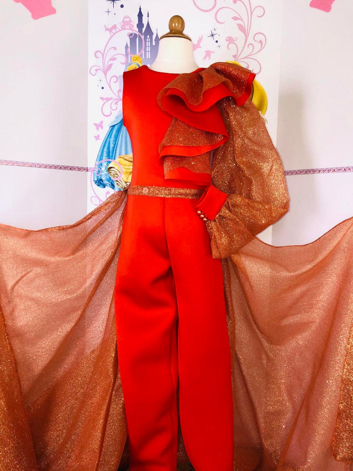 Orange sparkly jumpsuit Pageant runway outfit Girls neoprene Etsy