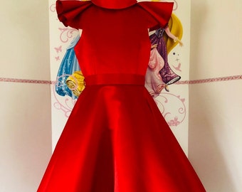 Red interview  Pageant dress with belt Girls satin fluffy dress Pageant red girls outfit Custom pageant Cocktail ruffles red girls dress