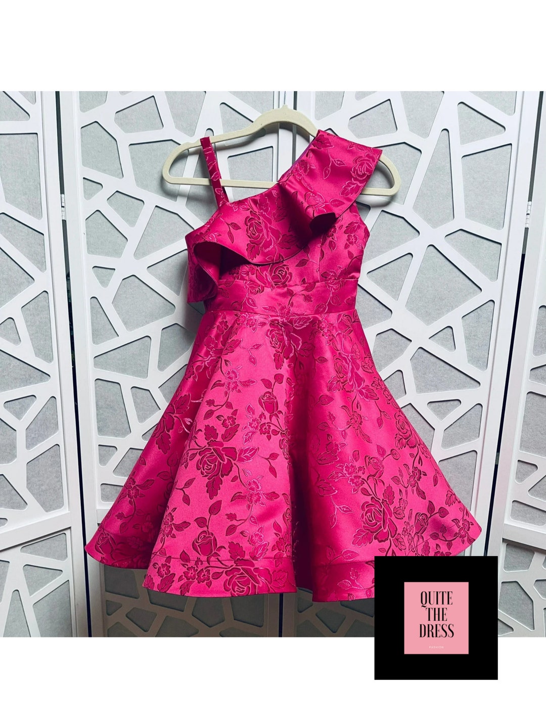Crystals Hot Pink A-Line Miss Teen Pageant Dress