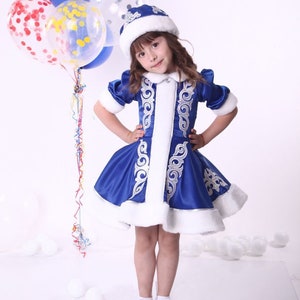 Blue Christmas outfit Winter royal blue Pageant dress Girls outfit New Year Party girls dress Snow Maiden Christmas OOC Fun Fashion girls