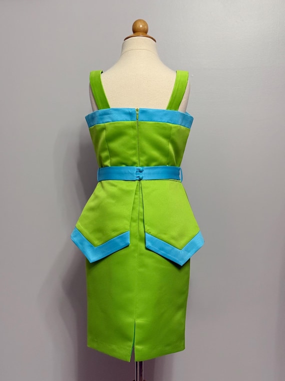 Lime Green Pageant Dress With Turquoise Trim Satin Interview Peplum Outfit  Pageant Custom Kelly Green Unique Fashion Casual Teal Girls Dress - Etsy  Ireland