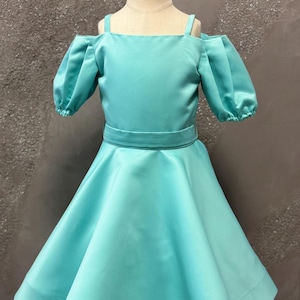 Mint Aqua interview dress Pageant dress teal sleeves fluffy dress Girls dress Pageant outfit opening number cocktail unique dress